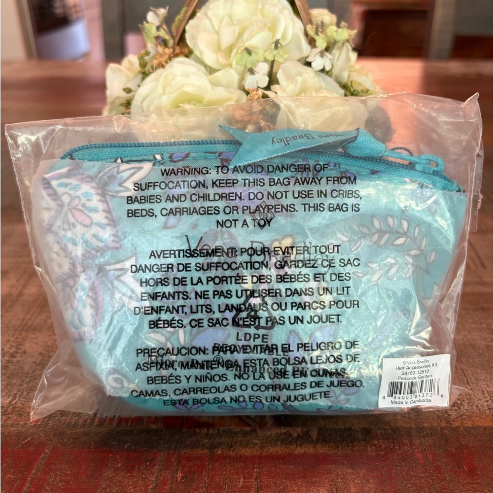 NEW Vera Bradley 4-Piece HAIR ACCESSORIES KIT in PEACOCK 🦚 GARDEN Cotton CASE! - Picture 6 of 6